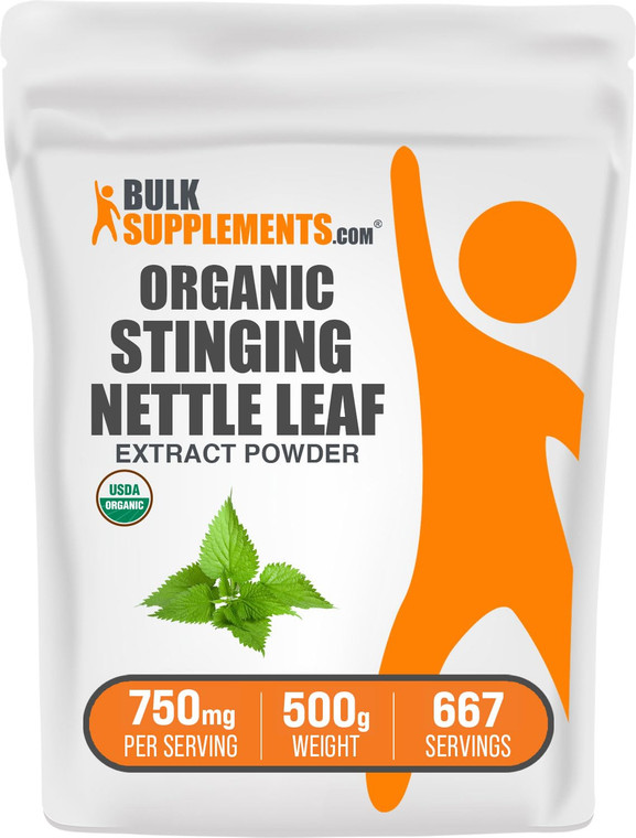 BulkSupplements.com Organic Stinging Nettle Extract Powder - Nettle Leaf Extract, Herbal Supplement - Vegan & Gluten Free, 750mg per Serving, 500g (1