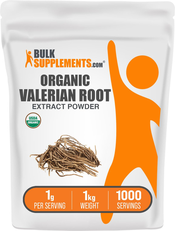 BulkSupplements.com Organic Valerian Extract Powder - Sourced from Valerian Root, Herbal Supplement - Gluten Free, 1g per Serving, 1kg (2.2 lbs) (Pac