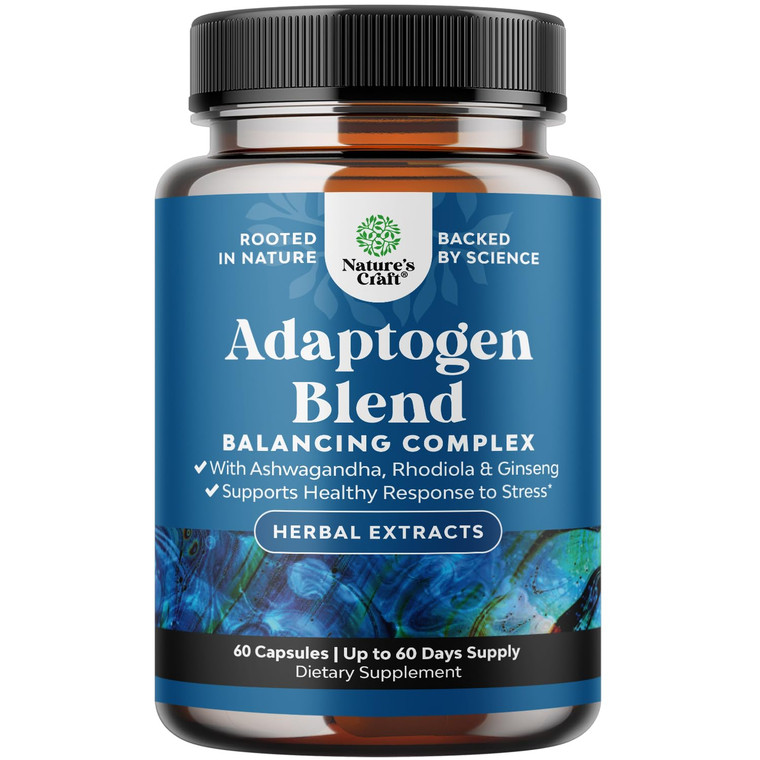 Herbal Adaptogen Mood Support Supplement - Calming Adaptogens Supplement for Stress & Cortisol Management with Ashwagandha Rhodiola Rosea & Maca Root