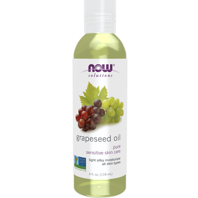 NOW Solutions, Grapeseed Oil, Skin Care for Sensitive Skin, Light Silky Moisturizer for All Skin Types, 4-Ounce