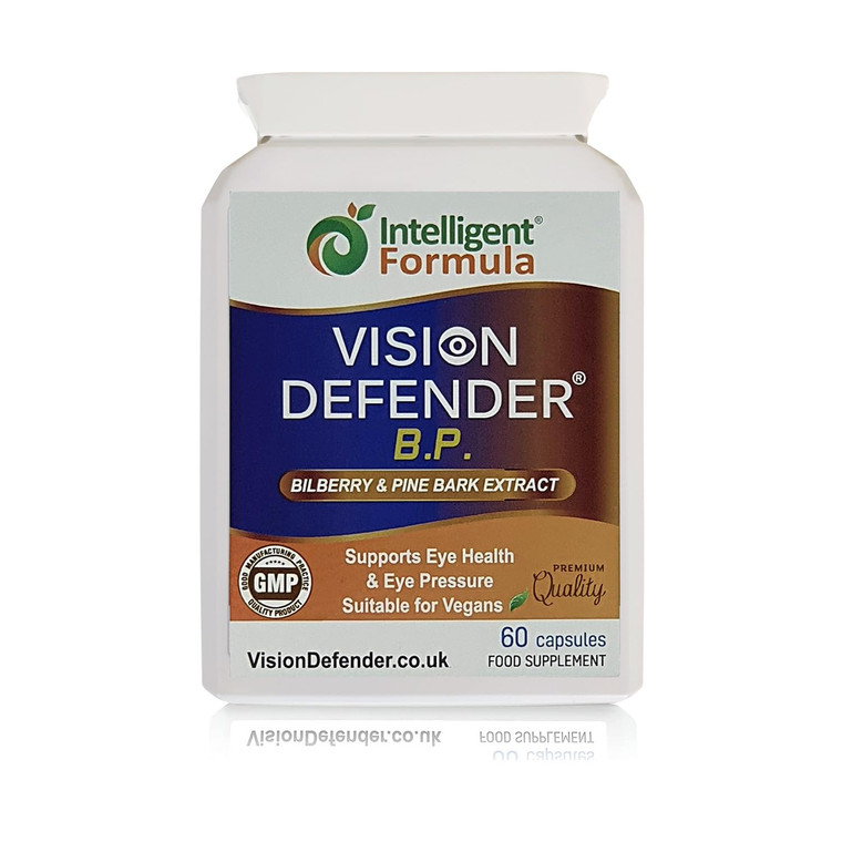 Vision Defender BP Eye Supplement: Bilberry and Pine Bark Extracts for Eye Pressure and Eye Health Support (60 Vegan Capsules)