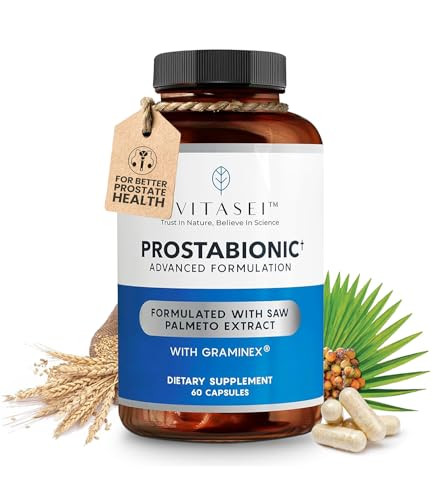 VITASEI Prostabionic Prostate Dietary Supplements for Men W/Saw Palmetto, Bio-quercetin & Pygeum Africanum, Reduce Bathroom Trips - 60 Capsules