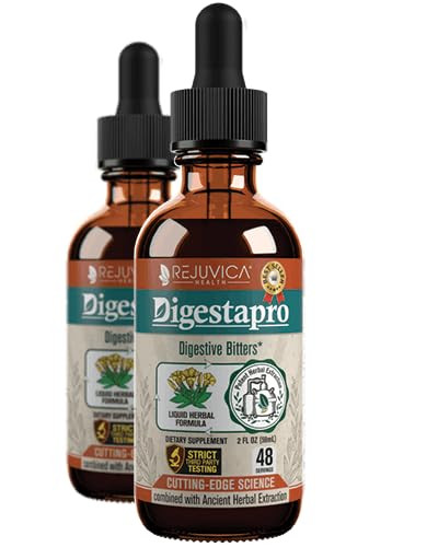 Rejuvica Health DigestaPro - Advanced Digestive Bitters Supplement - Liquid Delivery for Better Absorption - Gentian, Artichoke, Burdock, Chanca Pied