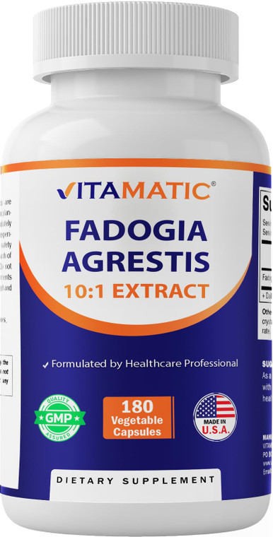 Vitamatic Fadogia Agrestis 10:1 Extract 600 mg 180 Veg Capsules - Supports Atheltic Performance & Energy Production