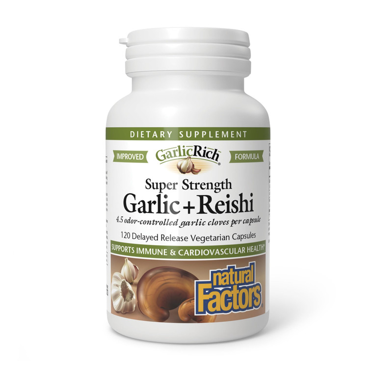 Natural Factors GarlicRich, Super Strength Garlic + Reishi, 120 Delayed Release Vegetarian Capsules
