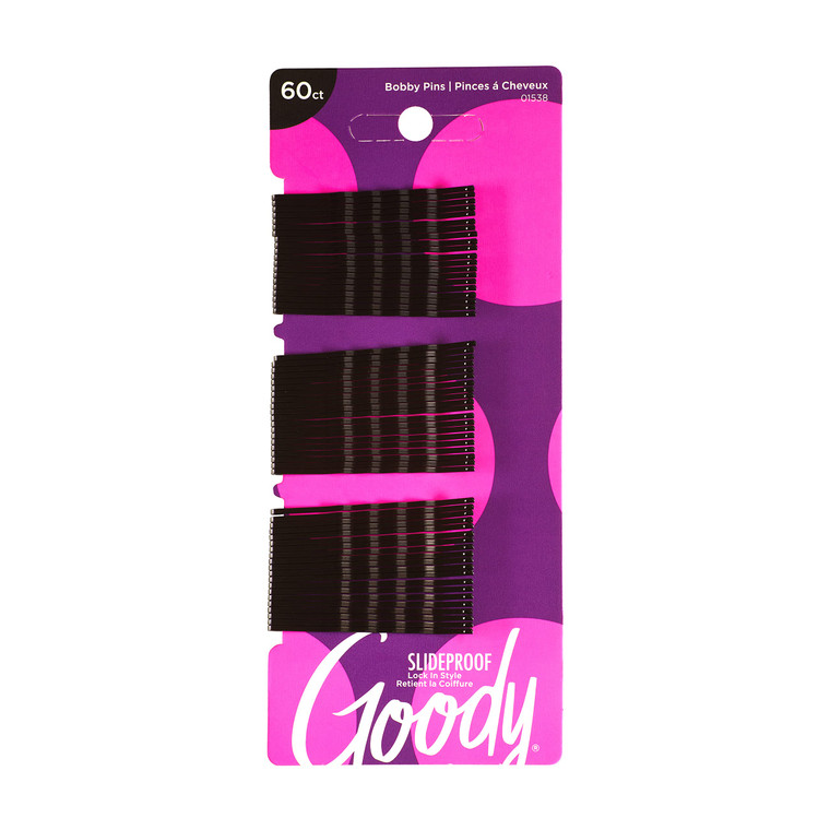 Goody Styling Essentials Bobby Pins, Black, 2 Inches, 60 Count (Pack of 6)