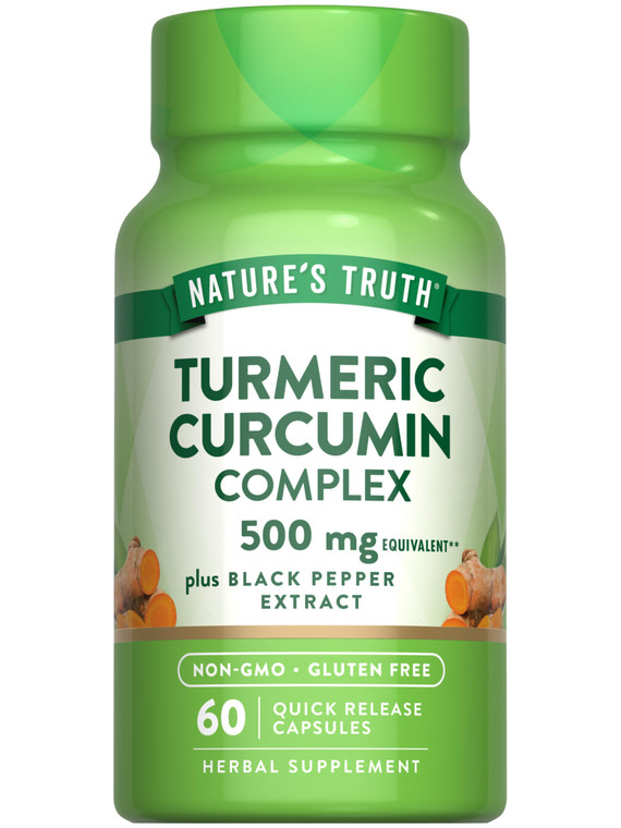Nature's Truth Turmeric Curcumin with Black Pepper Extract | 500mg | 60 Capsules | Non-GMO and Gluten Free Complex Supplement