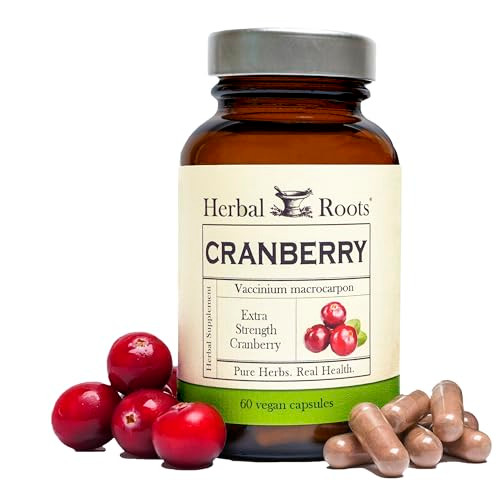 Herbal Roots Extra Strength Cranberry Pills for Women & Men with Organic Nettle | Urinary Tract Health | 60 Vegan Capsules