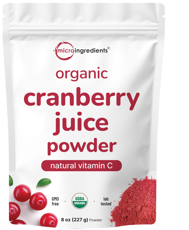 Sustainably US Grown, Organic Cranberry Juice Powder (Wild Cranberry Supplements Cold Pressed), 8 Ounce | Supports Urinary Tract Cleanse & Prostate H
