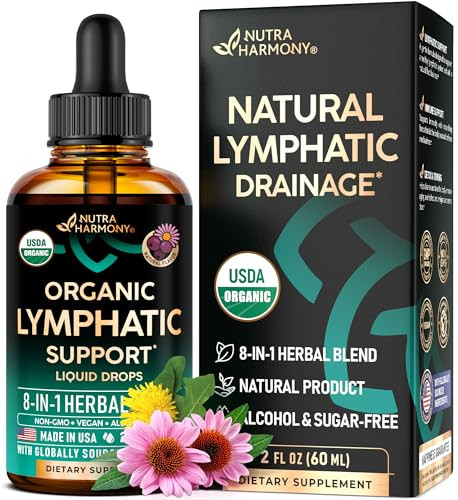 USDA Organic Lymphatic Drainage Supplement - Echinacea | Elderberry | Dandelion | Rosehip | Cleavers | Calendula | Burdock - Made in USA - Lymph Syst
