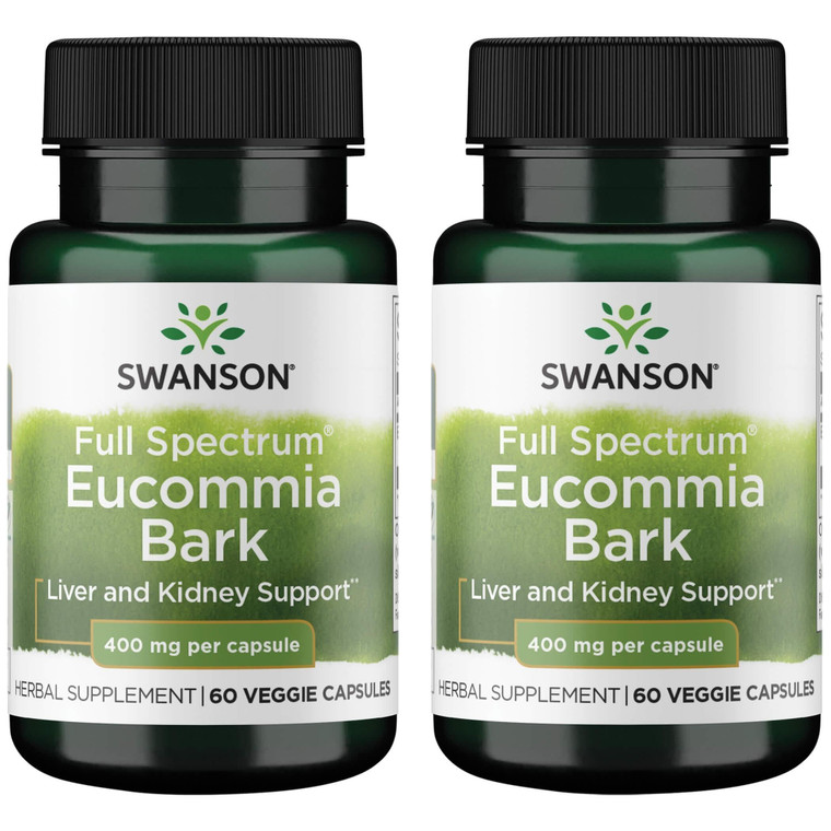 Swanson Full Spectrum Eucommia Bark 400 mg 60 Veg Caps (2 Pack)