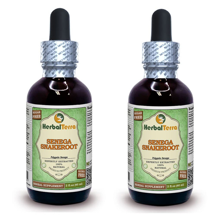 Herbal Terra LLC Senega Snakeroot (Polygala Senega) Glycerite, Dried Roots Alcohol-Free Liquid Extract 2 oz