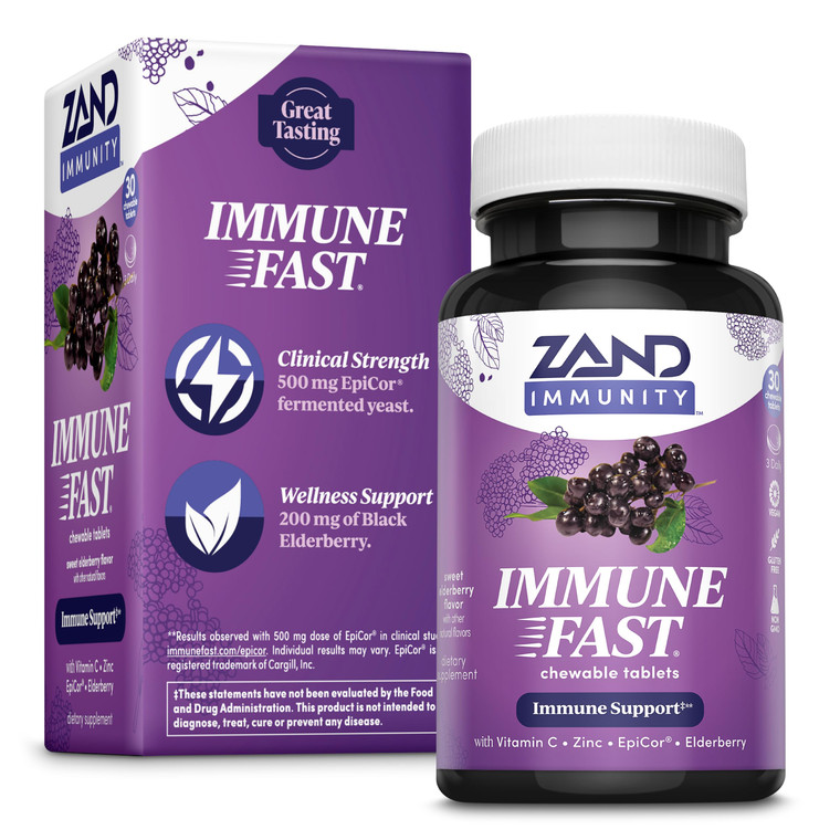 ZAND Immune Fast Elderberry Chews | Boosts Immune Response & Cell Activity w/EpiCor* & Vitamin C, 30 Tablets, 10 Serv.