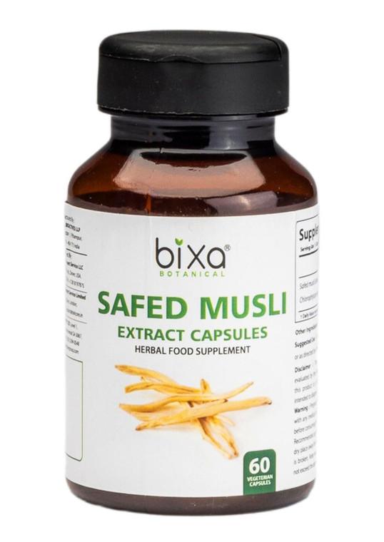 bixa BOTANICAL Safed Musli Capsules for Men | Safed Musli Extract | Ayurvedic Natural Herbal Supplement | 100% Pure, Gluten Free, Non-GMO, Steam Ster