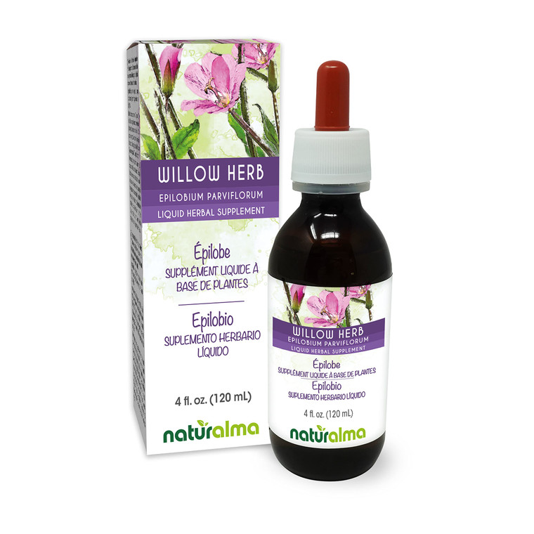 Naturalma Willow herb or Fireweed (Epilobium parviflorum) herb Alcohol-Free Tincture - 4 fl oz Liquid Extract in Drops - Herbal Supplement - Vegan