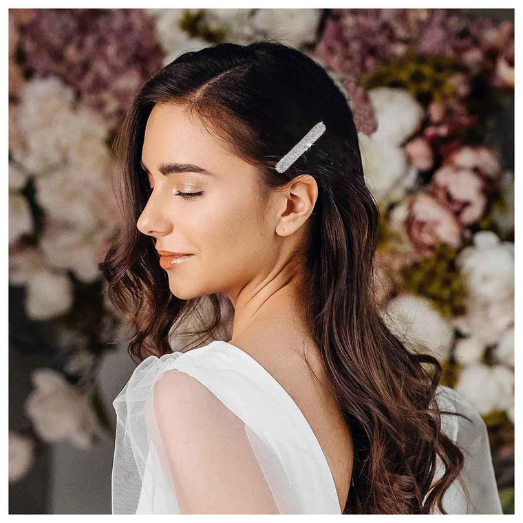 Iaceble Boho Crystal Hair Clips Barrette Gold Bar Hair Pins Sparkly Rhinestone Side Clip Hairpin Cz Bar Hairclips Decorative Hair Accessories for Wom