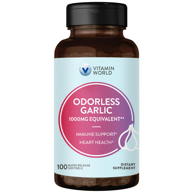 Vitamin World Odorless Garlic Softgels 1,000mg.Garlic Extract 100 rapid release softgels