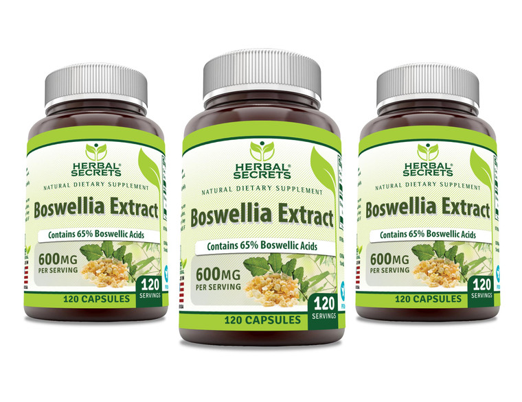 Herbal Secrets Boswellia Serrata Extract (65% Boswellic Acids) 600 mg Capsules Supplement | Non-GMO | Gluten Free (120 | 3 Pack)