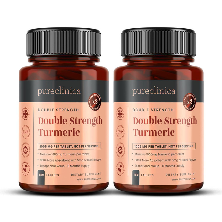 Double Strength Turmeric - Massive 1000mg x 360 Tablets - 200% more Turmeric and Natural Levels of the Potent Curcumin per Tablet - with 5mg Black Pe