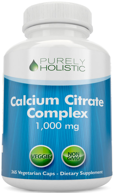 Calcium Citrate 1000mg - 365 Vegan Capsules not Tablets with Added Parsley, Dandelion and Watercress - Without Vitamin D - Made in The USA by Purely