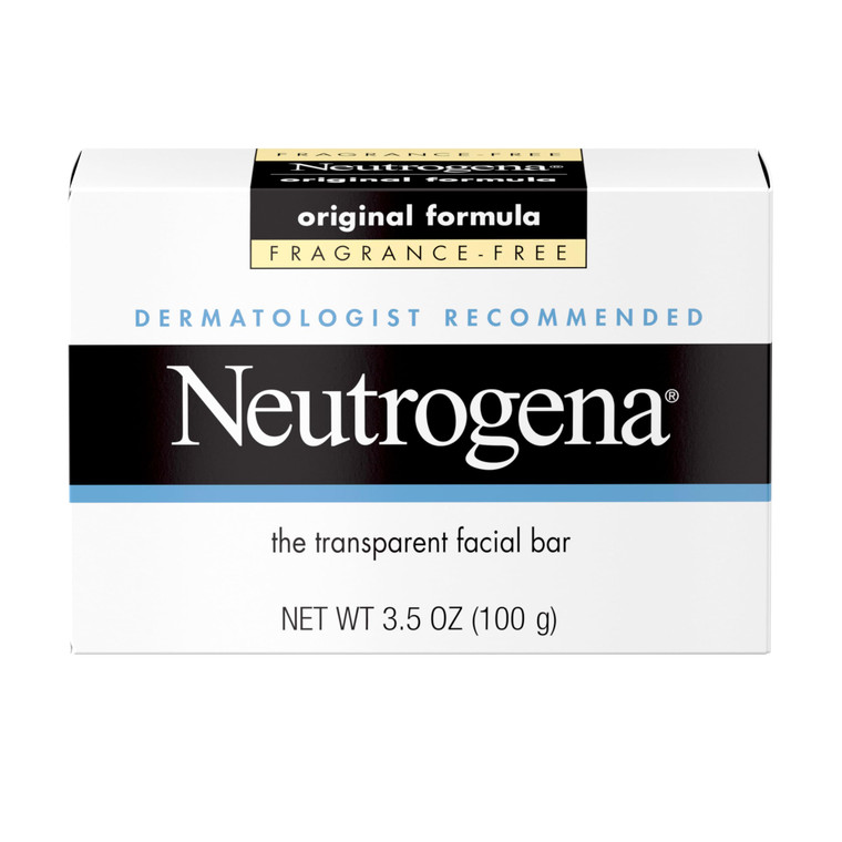 Neutrogena Original Transparent Facial Cleansing Bar, Fragrance-Free Glycerin Face Wash Bar Soap for Gentle Daily Cleansing, Hypoallergenic & Dye-Fre