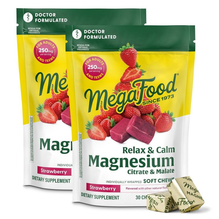 MegaFood Relax + Calm Magnesium Complex with Magnesium Citrate & Malate for Heart Health, Muscle Tension & More  Doctor Formulated - Vegetarian  St