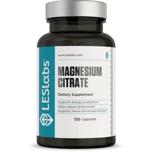LES Labs Magnesium Citrate  Stress Relief, Restful Sleep, Heart Health, Metabolism, Nerve & Muscle Function  Non-GMO Supplement  120 Capsules