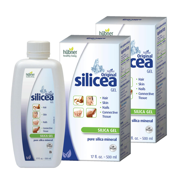 HUbner Original Silicea Gel 17 fl oz / 500 ml, 2 Pack, for Hair, Skin, Nails, and Connective Tissue, Pure Colloidal Silica Gel Formula, No Additives