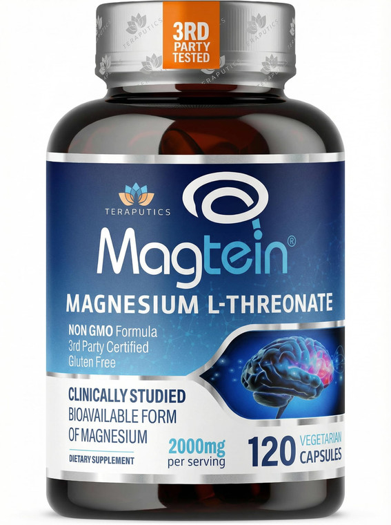 Magnesium L Threonate, Magtein, Brain Supplement for Memory, Focus, Sleep and Cognitive Support, High Absorption Magnesium L-Threonate, Non-GMO, No L