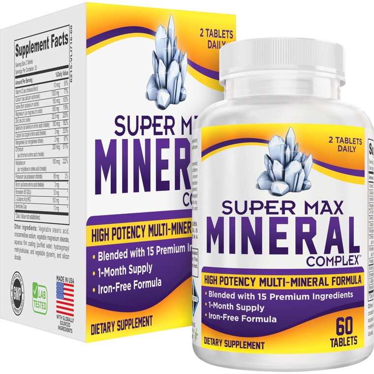 15-in-1 Multimineral Supplement Support Iron-Free Formula | Daily Multiminerals | Multi-Mineral Supplements | Minerals Complex | 1-Month Supply | 60