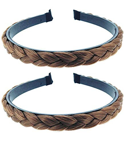 2 PCS Fashion Styling Hair Hoop Light Brown Plastic Wig braided Headbands With Teeth Hair Bands Non-slip Hair Band Accessories for Women Girls