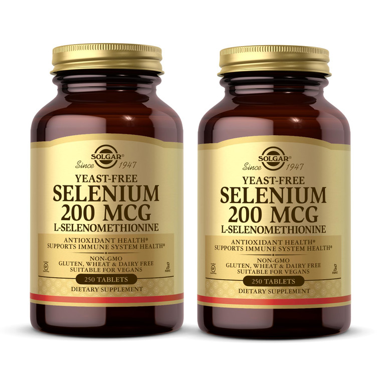 Solgar Yeast-Free Selenium 200 mcg - 250 Tablets, Pack of 2 - Supports Antioxidant & Immune System Health - Non-GMO, Vegan, Gluten Free, Dairy Free,