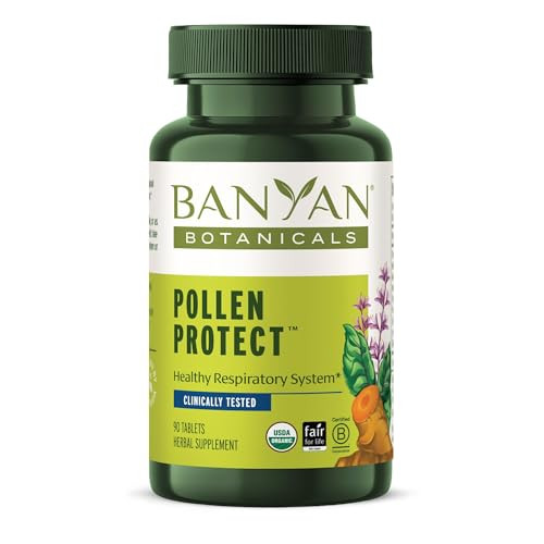 Banyan Botanicals Pollen Protect  Clinically Tested Organic Ayurvedic Supplement  Supports a Healthy Respiratory Response to Seasonal Irritants* 