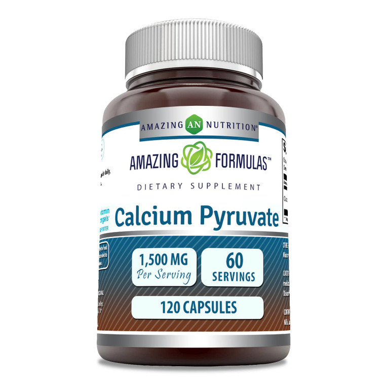 Amazing Formulas Calcium Pyruvate Supplement | 1500 Mg per Serving | Capsules | Non-GMO | Gluten-Free | Made in USA (120 Count, 1 Pack)