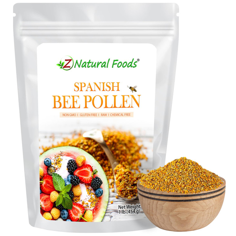 Z Natural Foods Spanish Bee Pollen Granules - Pure & Raw Pollen Granule, Product of Spain - Nutrient-Dense for Energy & Immune Support - Aromatic Swe