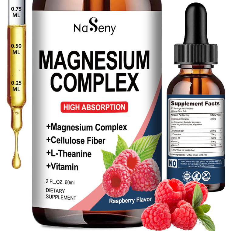 NaSeny Magnesium Complex Supplement, 400mg of Magnesium Glycinate, Malate & Citrate Vitamin Blend for Women and Men, High Absorption - for Relaxation