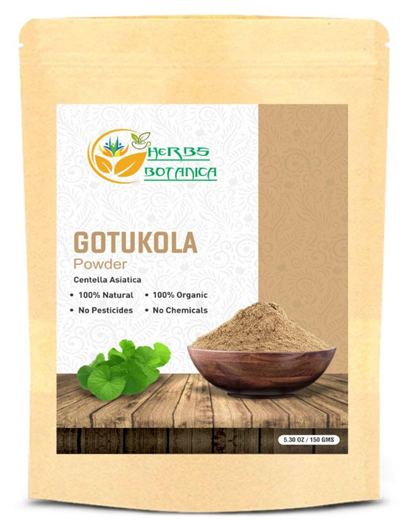 Herbs Botanica Gotu Kola Powder (Centella asiatica) 5.3 oz/150 GMS for Tea, Hair Growth & Wellness Healthy Nervous System Finely Ground Herbal Powder