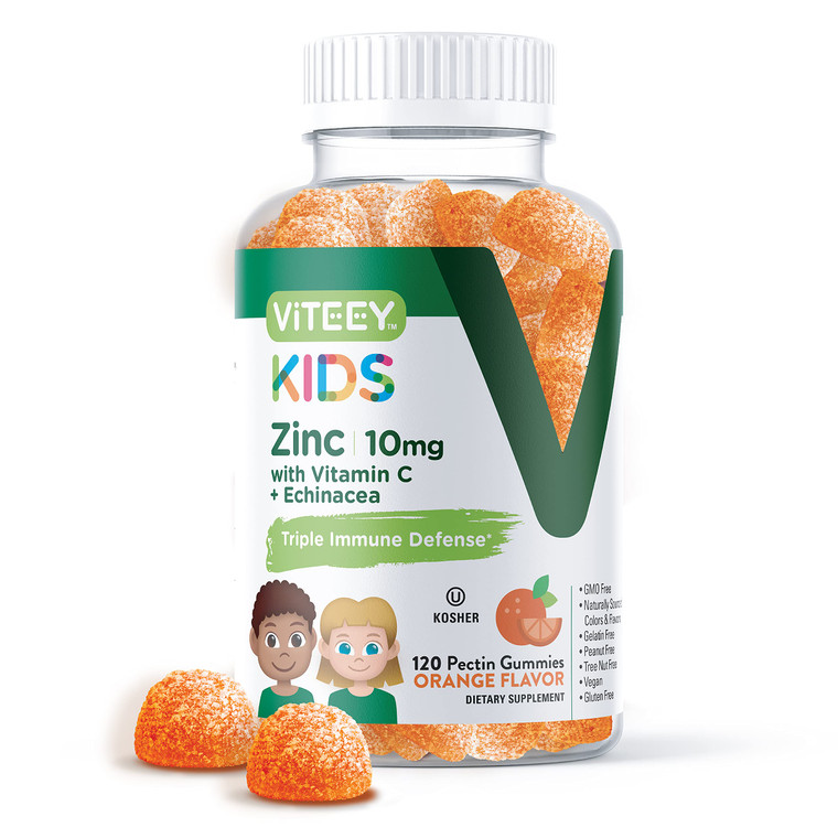 Viteey Zinc for Kids Gummies 10mg, with Vitamin C & Echinacea - Immune Support, Powerful Natural Antioxidant, Kids Zinc Vitamin Supplement - Vegan, G