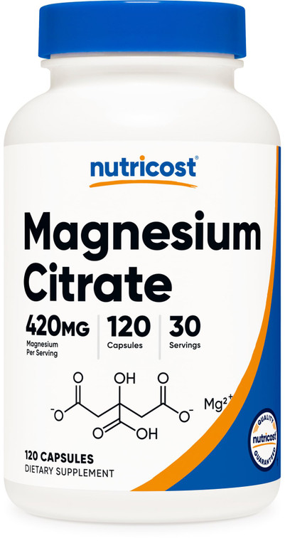 Nutricost Magnesium Citrate 420mg, 120 Veggie Capsules - 30 Servings, Gluten Free, Non-GMO Supplement