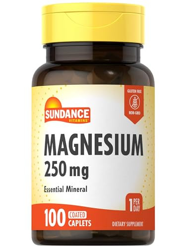 Sundance Magnesium Supplement | 250mg | 100 Caplets | Essential Mineral Formula | Vegetarian, Non-GMO, & Gluten Free