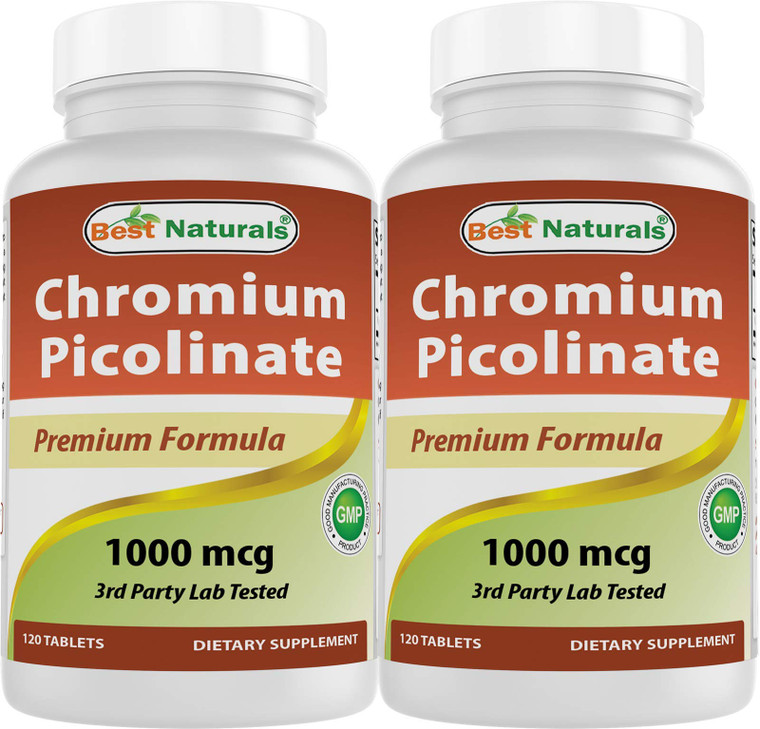 Best Naturals Chromium Picolinate 1000 mcg 120 Tablets (Pack of 2)