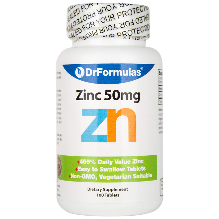 DrFormulas Zinc for Acne 50mg Supplement with Chelated Zinc Oxide Citrate, 100 Day Supply (Tablets Not Lozenges, Gluconate, or Picolinate)