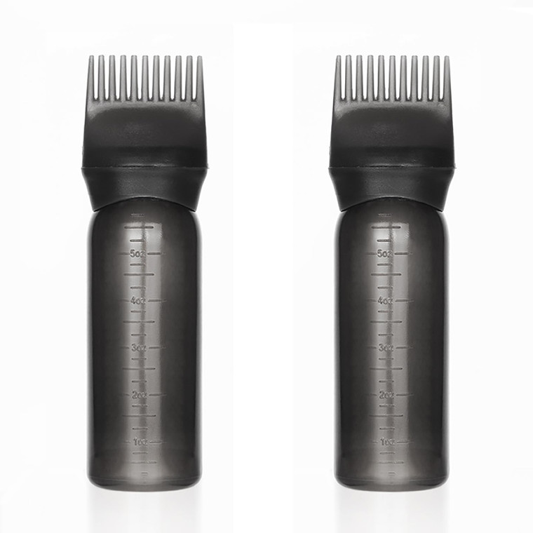 Ycfish 2 Pcs 5.4oz Hair Root Comb Applicator Bottle with Graduated Scale,Can be used for Dyeing and Oiling Hair - Black