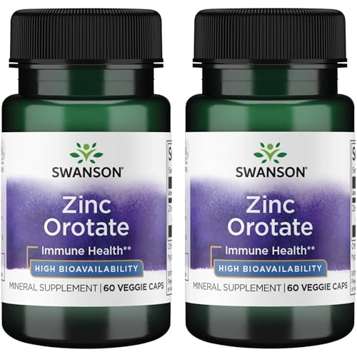 Swanson Zinc Orotate 10 Milligrams Elemental Zinc 60 Veg Capsules (2 Pack)