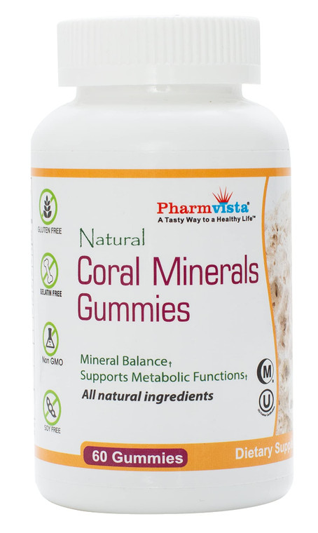 Pharmvista Coral Calcium Gummies with Trace Minerals - Tasty, Vegan, Gluten Free Gummies with Natural Calcium & Vitamin D3, 60 Count