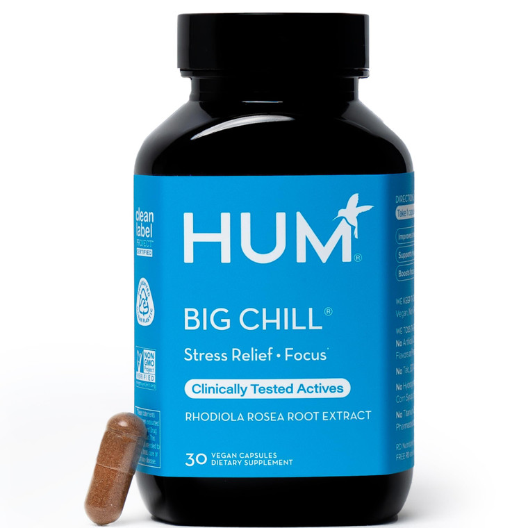 HUM Big Chill Rhodiola Rosea Supplement, Adaptogenic Herbal Calm Supplement, Support for Focus, Calming and Adrenal Health Balance with 500mg Rhodiol