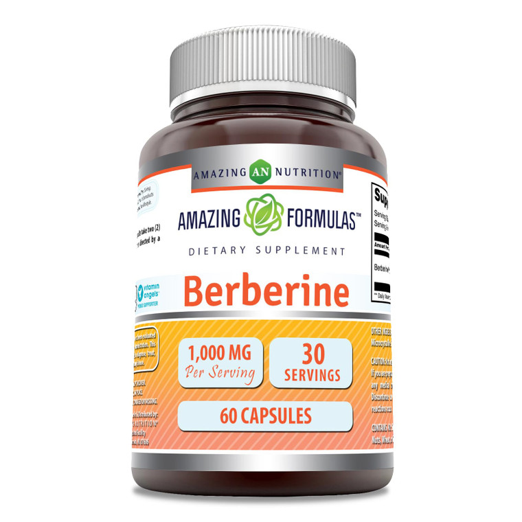 Amazing Formulas Berberine 1000mg Per Serving 60 Capsules Supplement | Non GMO | Gluten Free | Made in USA
