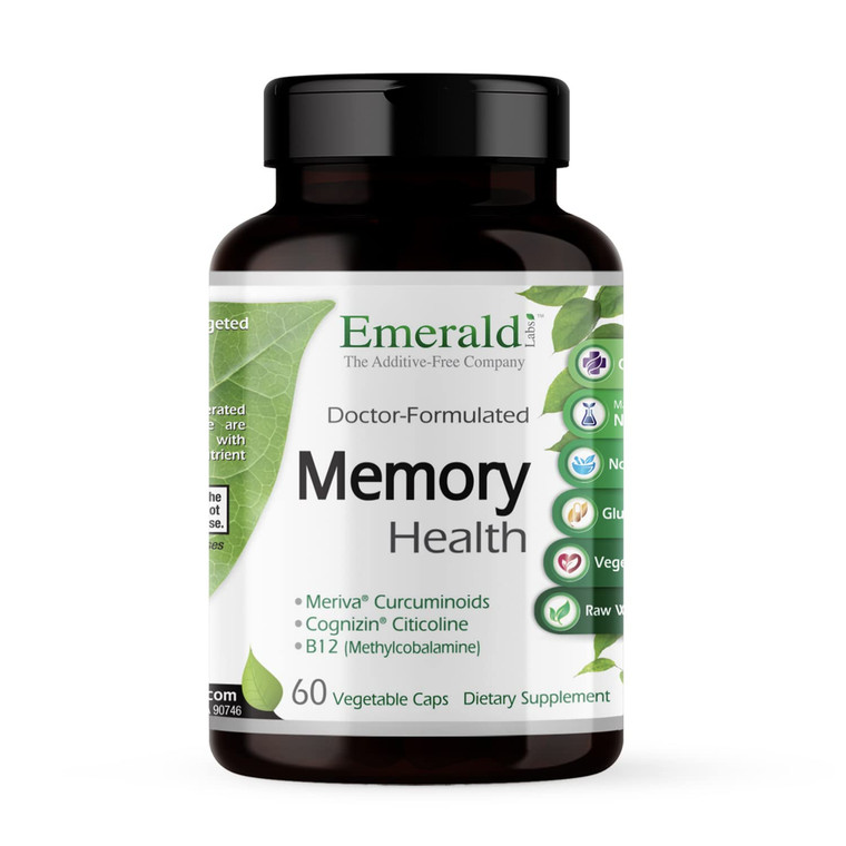 EMERALD LABS Memory Health - Brain Health & Memory Supplement - Supports Energy & Focus - Features Meriva Turmeric, Vitamin B12 & More - 60 Vegetable