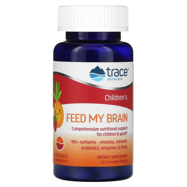 Trace Minerals Children's Feed My Brain - Brain Support Supplement for Kids - Multivitamin for Focus Support with Enzymes, Vitamins & Minerals - Frui