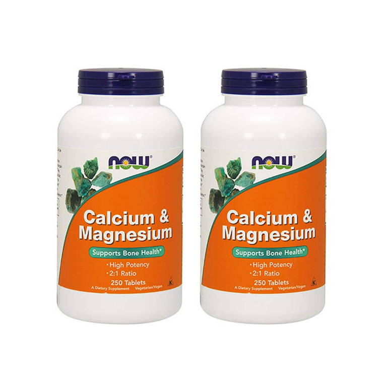 Now Foods Calcium & Magnesium, 250 Tablets (Pack of 2)